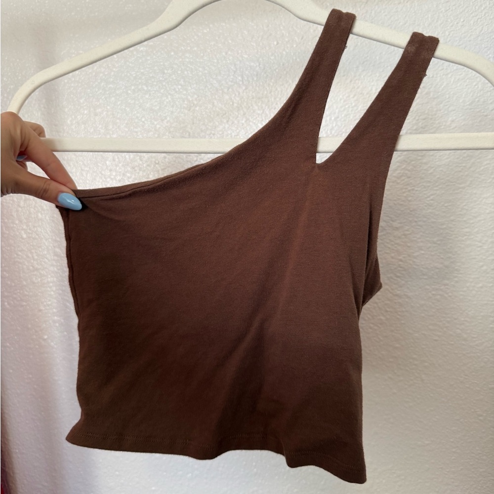 Hollister Brown Asymmetrical Crop Top
